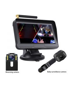 Car Baby Safety Monitor 4.3" Screen + Wireless Back Seat Camera + Reverse Camera-Used